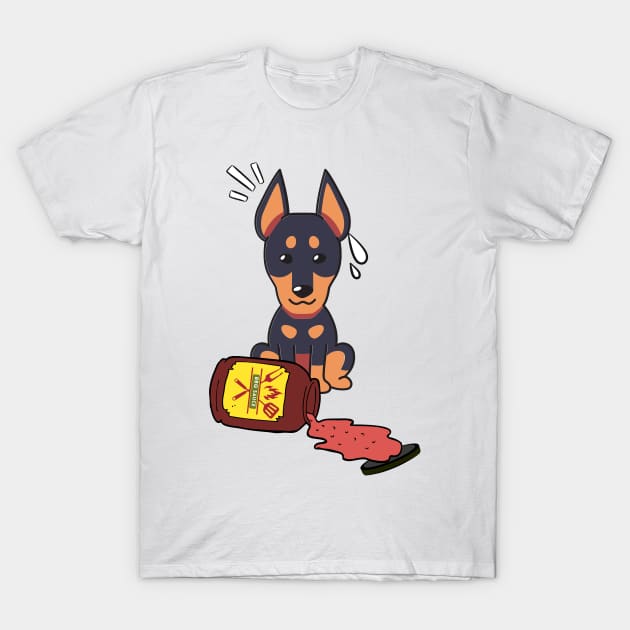 Funny Alsatian Spills a jar of BBQ Sauce T-Shirt by Pet Station